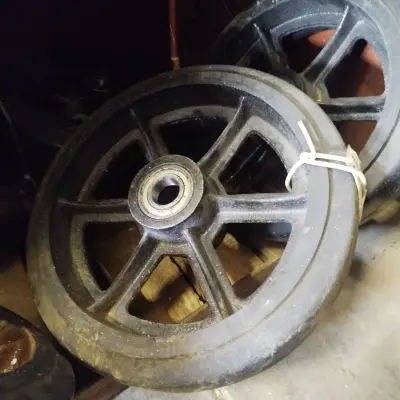 Колесо большегрузное обрезиненное DL 95, нагрузка до 1000 кг, колесо на ось 25 мм без опоры для тележек